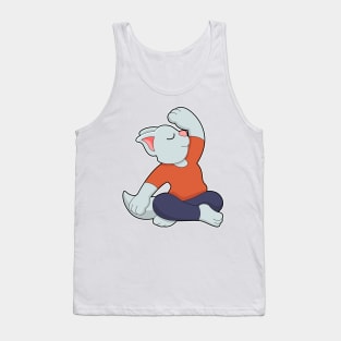 Cat at Yoga in Cross legged Tank Top